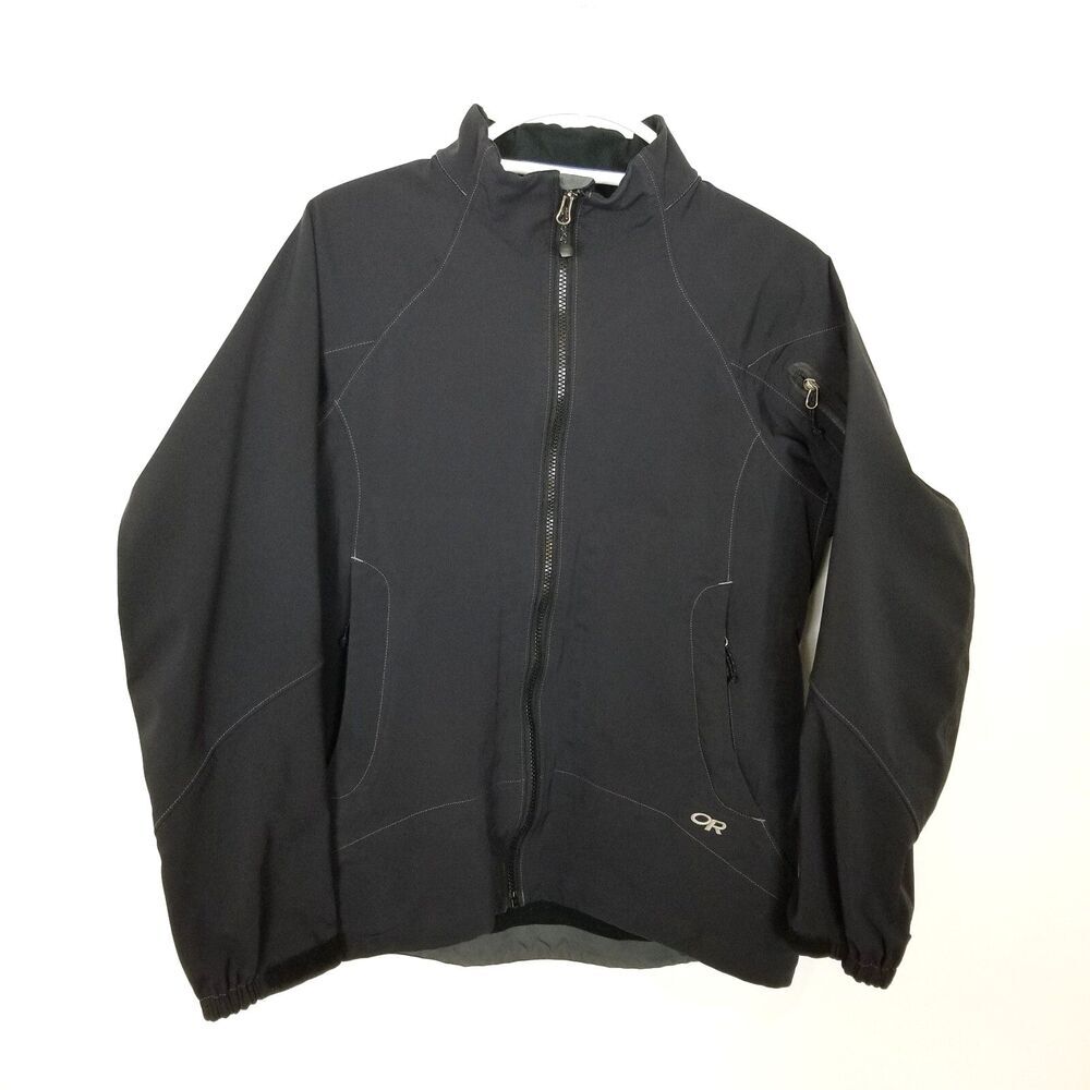 Outdoor Research Women Windstopper Softshell Jacket Sz L Black Fleece Lined